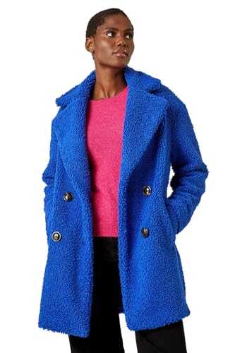 Roman Originals Teddy Coat For Women UK Ladies Borg Faux Fur Coatigan Lined Casual Soft Fluffy Fleece Texture Oversized Longline Warm Cosy Winter Jacket Thick Cardigan