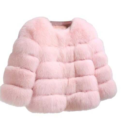 ZhuiKun Womens Faux Fur Coat, Long Sleeve Winter Jacket Crew Neck Open Front Outwear Plush Warm Cardigan