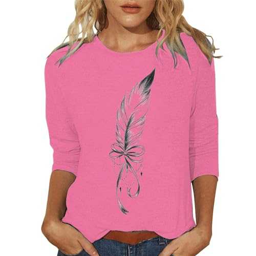 HOOUDO Summer Tops for Women Casual Cotton T-Shirt Blouses V Neck Print Tee Shirts Girl Retro Blouse Tunic Tops Swing Vacation Henley Tops Blouses Pullover