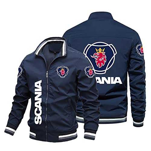 Men's Lightweight Bomber Jackets For Scania Print Full Zip Varsity Baseball Jacket Spring Fall Long Sleeve Baseball Outwear With Pockets - Teen Gift