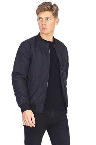BRAVE SOUL Mens Black Zip Thru Jacket Bomber Jacket Zipped Side Pockets Inner Pocket Summer Coat S M L XL