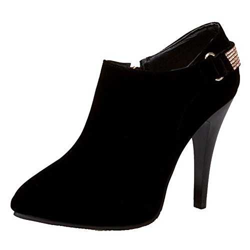 SJJH Women Ankle Boots with Kitten Heel and Pointed Toe All Match Short Boots with Large Size