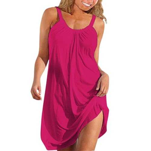 Zhsxertwy Women Dresses Sale Clearance Plus Size Summer Dress UK Sleeveless Casual Beach Sun Dress Ladies Loose Mini Cover Up Tank Sundress