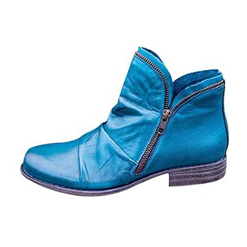 AaaozKjie Ankle Boots Women's Zip Retro Shoes Boots Colours Fashion Short Ankle Boots Women's Winter Boots Women