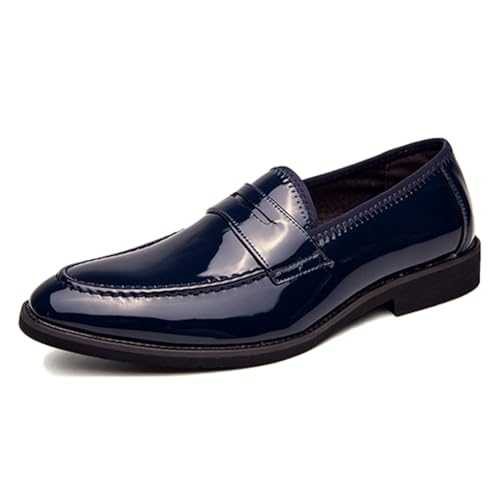 LMUIPMAA Men's Business Casual Loafers Patent Leather Formal Oxford Slip On Dress Shoes for Men