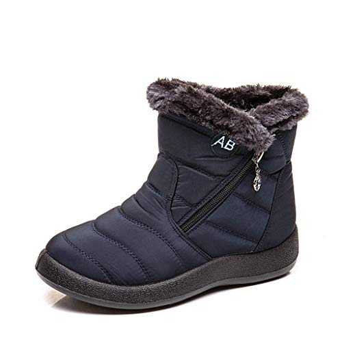 Yowablo Women's Slip-On Winter Boots Nylon Snow Ankle Short Boots
