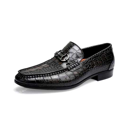 Men's Dress Shoes Classical Alligator Printed Slip-On Loafers Lightweight Formal Leather Shoes Driving Moccasins