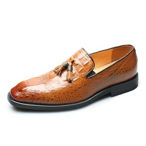 ottspu Men's Dress Shoes Leather Men's Crocodile Print Oxford Shoes Classical Business Dress Shoes for Men