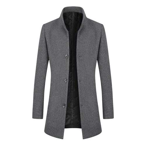 Mens Winter Trench Wool Coat Warm Casual Elegant Jacket Overcoat Slim Fit Mid Length Coat