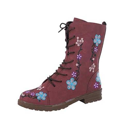 WILLBEST Women Boots Ankle Boot Ladies Stylish Classic Lace-Up Low Mid Heel Boots Zip Buckle Casual Boots Slip-On Boot Shoes