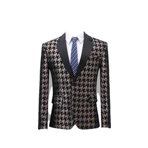 GUOYUXIAO Men's Jacquard Blazer, Host Emcee Suit, Performance Outfit, Singer Stage Leopard Print Suit
