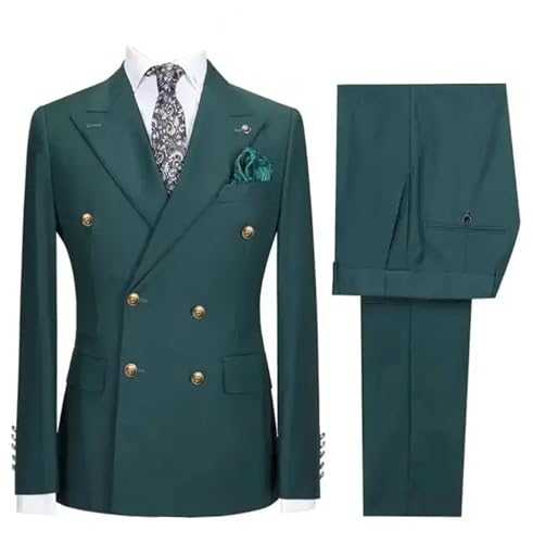 Pkrboro Men's 2-Piece Suit Formal Prom Banquet Tuxedos Double Breasted Buttons Jacket with Pants