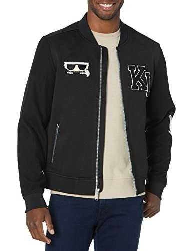 Karl Lagerfeld Paris Men's Varsity Bomber Casual Solid