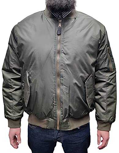 Relco Mens Olive Classic MA1 Flight Bomber Jacket
