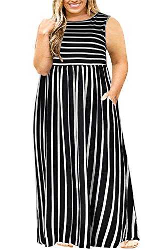 Nemidor Women Sleeveless Loose Plain Casual Plus Size Long Maxi Dress with Pockets