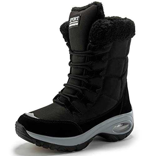 YESWIN Snow Boots Womens Waterproof Warm Fur Lined Ankle Boots Winter Outdoor Lace Up Walking Boots Non-slip Air Cushion Boots for Women