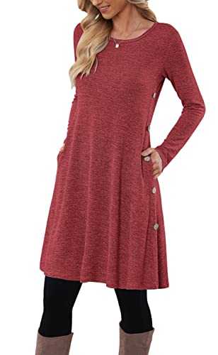MOLERANI Jumper Dress for Women Long Sleeve Dress Ladies Button Casual Tunic Dress with Pockets