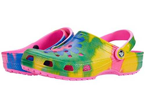 Unisex Classic Tie Dye Clogs, Electric Pink Multi, M1/W2 UK