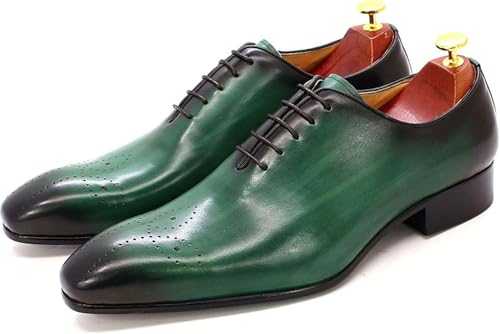 Men's classic leather Oxford shoes, breathable, casual, perfect for weddings, parties and corporate eventsGreen,40