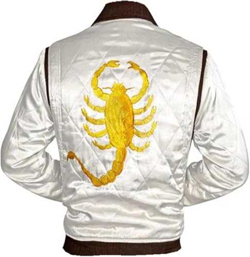 SHOPLECTIC Mens Movie Drive Scorpion Logo Ryan Gosling Diamond Quilted Bomber Jacket - Premiume Satin Fabric