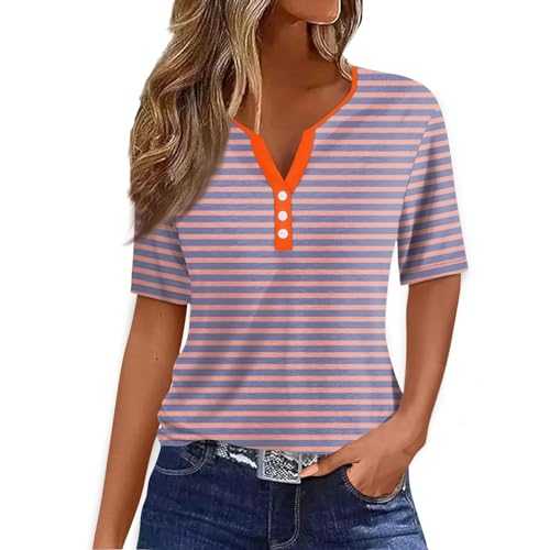 Womens Tops Neck Buttons Sexy Shirts Short Sleeve Dressy Blouses Geometric Print Sweatshirts Clothes 3XL Shirts Women plus