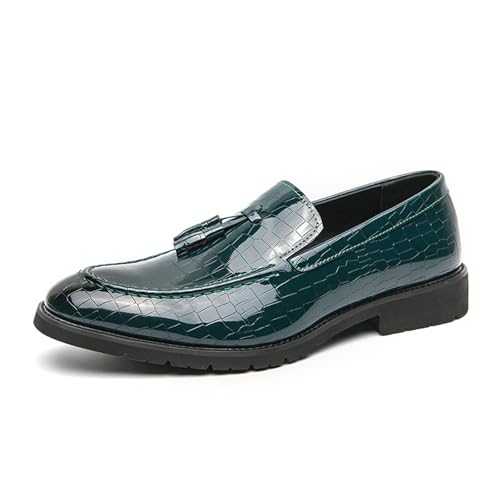 JHYUUKAU Men's Tassel Loafers Casual Classic Formal Slip-On Oxford Business Wedding Shoes
