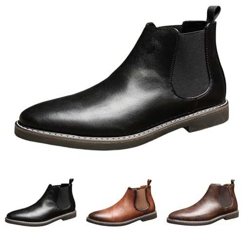 Men's Chelsea Boots Ankle Boots Formal Shoes Mens Leather Loafers Men's Oxfords Formal Dress Shoes UK Clearance Brogue Dress Business Shoes Mens Black Slip On Smart Shoe