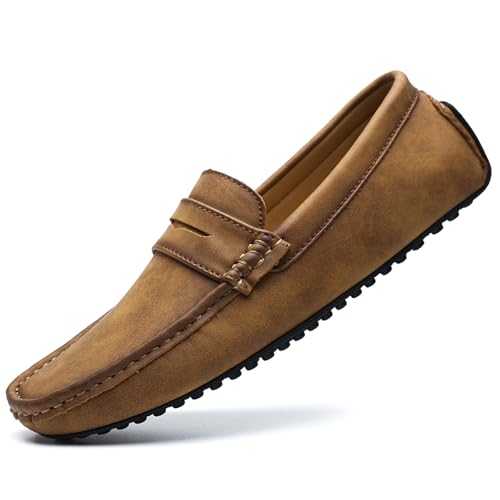 Men's Slip On Penny Loafers Moccasin Driving Shoes Casual Leather Flats Boat Shoes