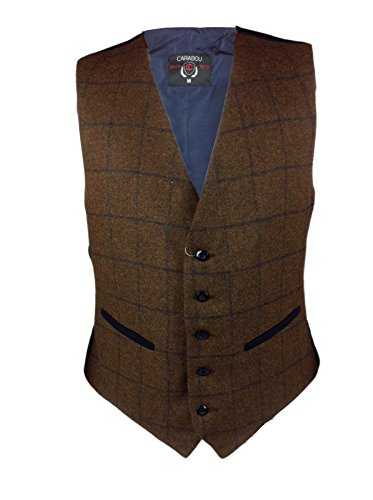 Mens New Excellent Quality WOOL Blended TWEED Waistcoat with Herringbone Check Pattern YORK S-3XL Bodywarmer Sleeveless Hunting Farmer Formal Casual 2 Front Pockets and adjustable Buckle Back