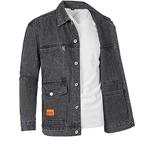 HAOLEI Mens Denim Jacket, Long Sleeve Denim Jackets for Men UK Sale Clearance Lightweight Outdoor Casual Wear Loose Fit Outerwear Button Down Jean Coat Classic Vintage Washed Denim Jackets Size M-4XL