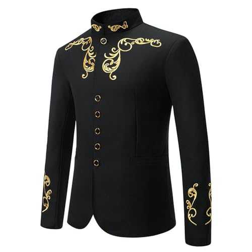 Chaqueta de Cuello mandarín para Hombre, Chaqueta Nehru, Chaqueta de Traje de Cuello Alto de un Solo botonadura,Single-Breasted Formal Blazer,Men's Formal Suit -Men's Evening Suit Tailored fit