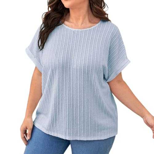 NerYuo Wowens' Casual Solid Color Vertical Bat Sleeve Loose Short Sleeved Plus Size T Shirt Elbow Length Sleeves Tops