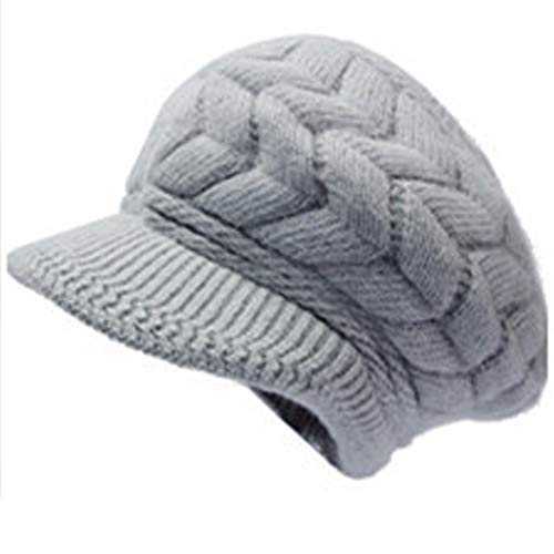 SYAYA Women Winter Warm Knit Hat Wool Snow Ski Caps with Visor DMZ01