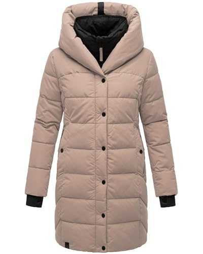 Navahoo Women's Winter Coat Warm Quilted Coat Long with Hood and Removable Fleece Collar XS - 3XL