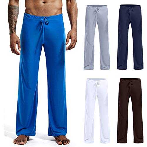 Mens Smart Ice Silk Trousers Men's Home Yoga Pants Stretch Waist Straight Leg Pant Lightweight Workwear Tracksuit Bottoms Joggers Lounge Pant Nightwear Sweatpants Lightweight Leggings Overalls
