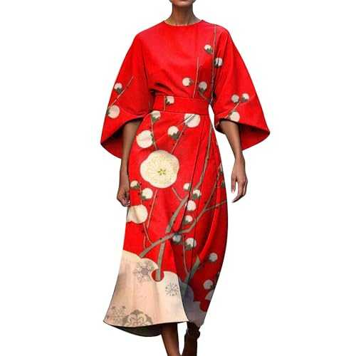 Midi Dresses With Sleeves For Women Uk, A-Line Dress Abstract Print Abstract Art Dresses 3/4 Sleeve Sundress With Irregular Hem Dress Vintage Sundress Colorful Sundresses For Formal Informal Occasions