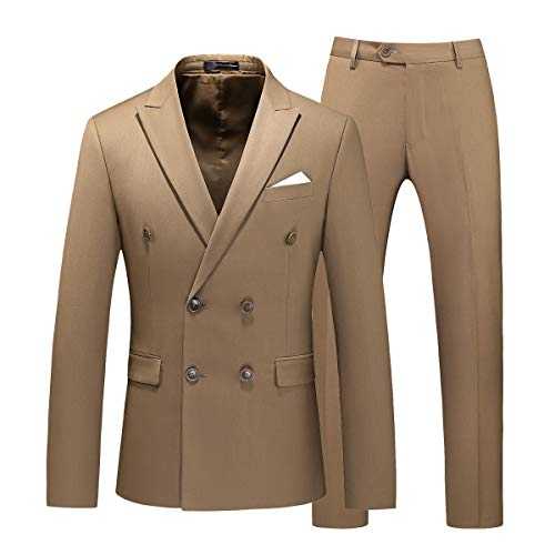 Men Suits 2 Piece Slim Fit Double-Breasted Casual Blazers Solid Peak Lapel Jacket Pants Sets Business Wedding Party US