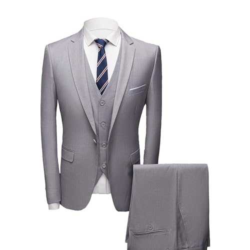 Men Slim Fit Single Breasted Suit 3 Pieces 1 Button Wedding Suit Prom Suit for Men Business Suit Jacket Set Vest Pant