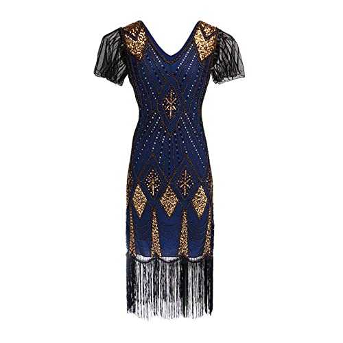 FNKDOR Gatsby Dress, Women 1920s Art Deco Sequin Paisley Flapper Tassel Glam Party Cocktail Dresses