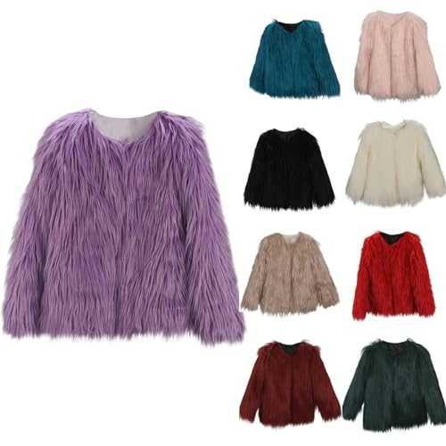 Women's Fleece Teddy Coats Ladies Open Front Fluffy Cropped Jacket Plus Size Shaggy Faux Fur Coat Ladies Short Puffer Soft Cardigan Outerwear Soild Color Fuzzy Jackets Long Sleeve Warm Overcoat