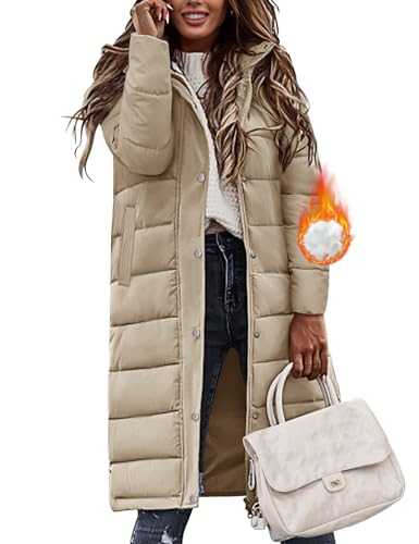 Women's Coats Long Quilted Jacket Winter Ladies Padded Parka Warm Fleece Lined Thick Overcoat Water Repellent Outerwear