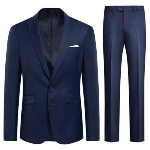 Allthemen Mens 2 Piece Slim Fit Suit Set 2 Button Blazer Jacket Trousers Wedding Business Dress Tuxedo