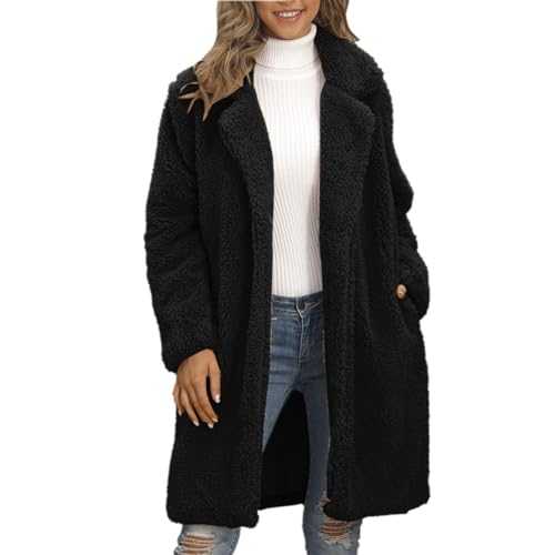 Womens Long Coat Autumn Jackets For Women Uk Womens Winter Long Sleeve Solid Plush Front Hooded Cardigan Jacket Jacket With Pockets Womens Trench Coat Teddy Bear Coats For Women