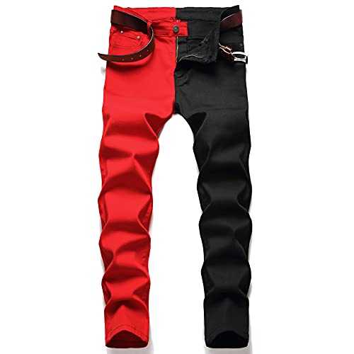 LONGBIDA Men's Slim Fit Skinny Jeans Patchwork Designer Stretch Denim Pants