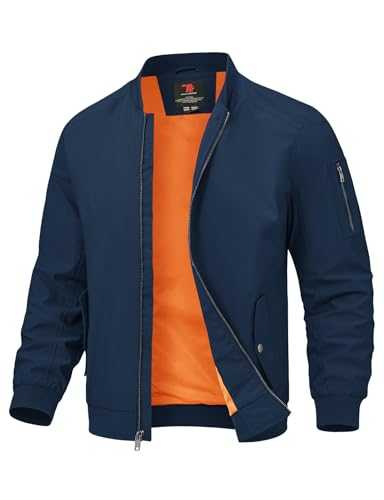TBMPOY Mens Lightweight Bomber Jackets Light Windbreaker Jacket for Men Spring Track Jacket Casual Stylish Work Coats