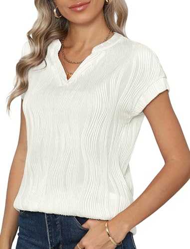 YGJIEGENG Women Summer Tops Short Sleeve V Neck Blouses Business Casual Outfits Basic Tops for Women UK Trendy Loose Office Top,S-XXL