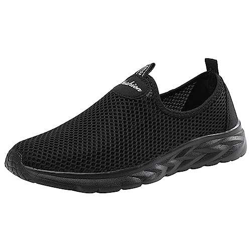 Casual Shoes Men Sneaker Men Sports Shoes Fashionable New Pattern Simple and Solid Color Mesh Breathable Flat Bottom Comfortable and Non Slip Lightweight Slip On Sneaker Insoles for Men