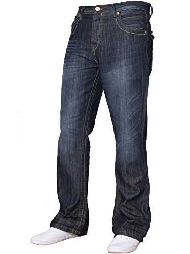 APT Mens Basic Blue Bootcut Wide Leg Flared Work Casual Jeans Big