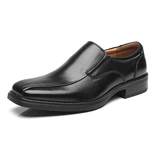 La Milano Mens Slip On Loafer Leather Oxford Bicycle Toe Formal Business Casual Shoes for Men Black Size: 8