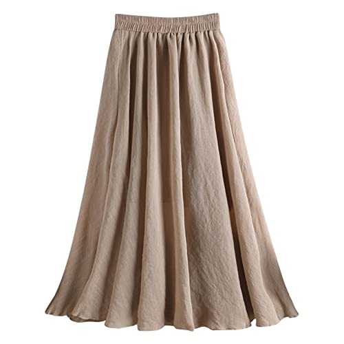 AMDOLE Rainbow Skirt Women's Summer Cotton and Half Skirt High Waisted Slimming Mid Length A Line Loose Elastic Belt Skirt Swimsuit Skirt Bottoms for Women